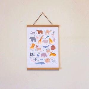 Kids Animal Safari Woodland Alphabet Nursery Bedroom Wall Art Decor Canvas ABC